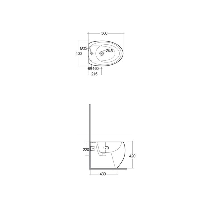 Rak-Cloud White Gloss Back To Wall Bidet - Image 2