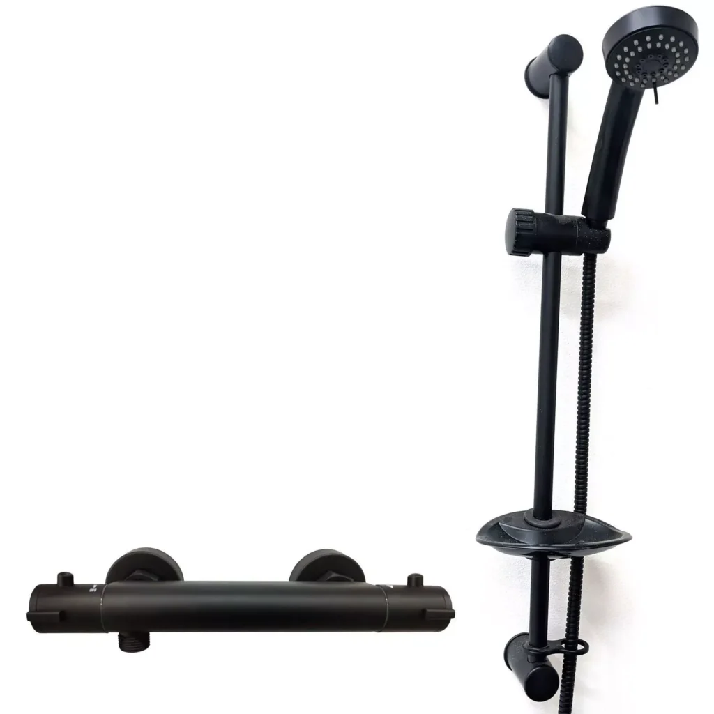 Quadrant Corner Shower Enclosure Vanity Package - Matt Black - Image 8