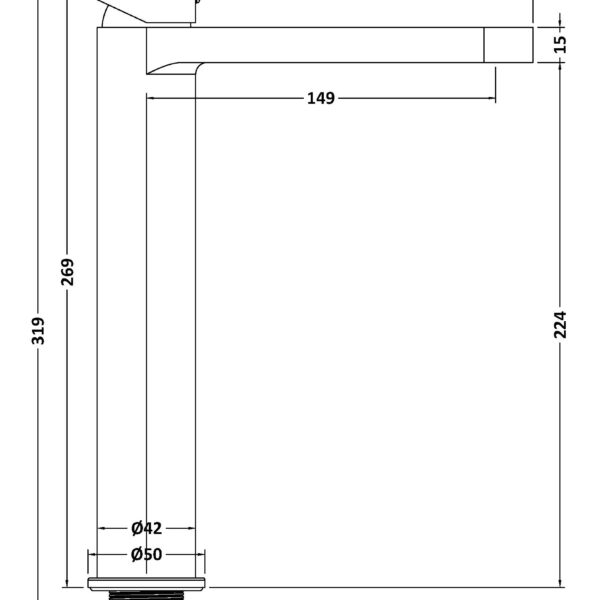 Nuie Halstatt Matt Black High Rise Mono Basin Filler Tap - Image 3