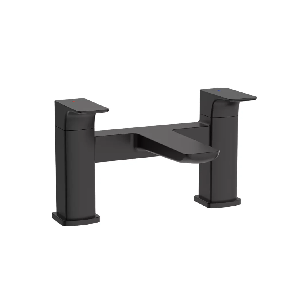 1700mm P Shaped Bath Complete Suite - Matt Black - Image 7