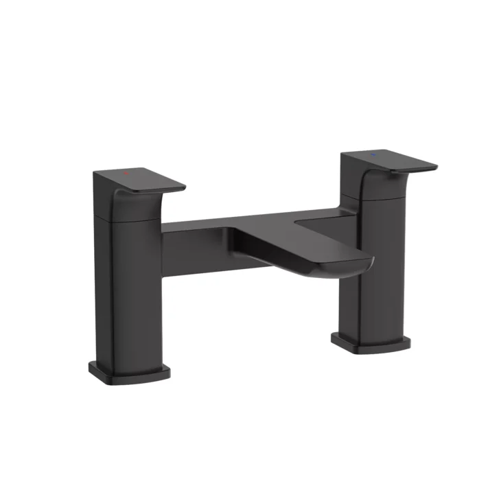 1700mm P Shaped Bath Complete Suite - Matt Black - Image 7