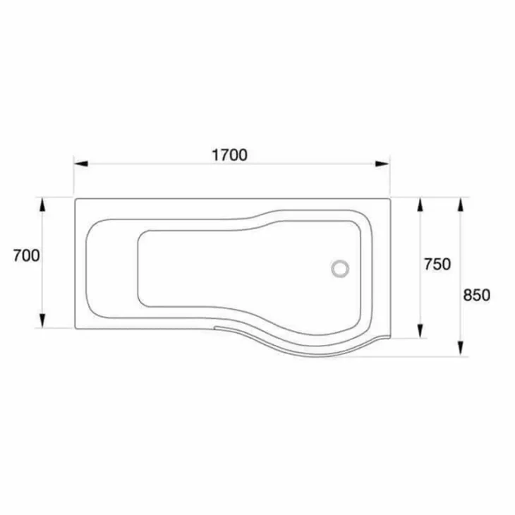 1700mm P Shaped Bath Complete Suite - Matt Black - Image 11