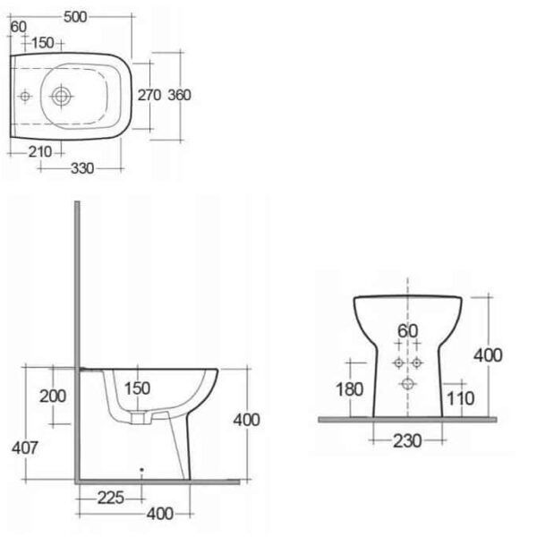 Rak-Origin Bidet Back To Wall In Alpine White - Image 2