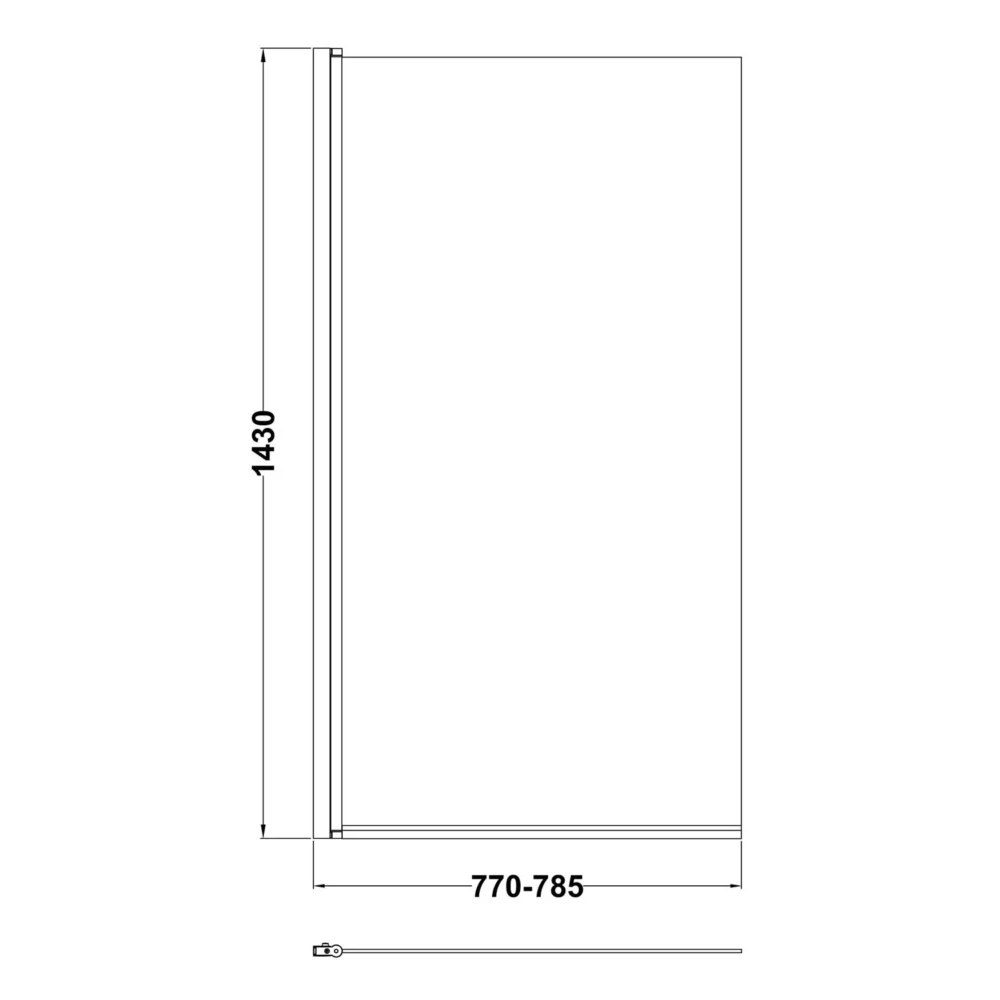 Square Matt Black Pivot Bath Screen With Clear Glass - Image 2