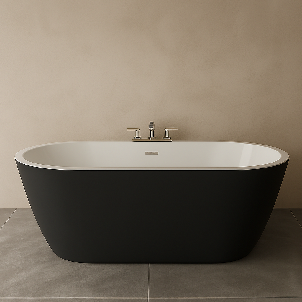 AquaVolere Black Freestanding Modern Bath 1655MM X 745MM
