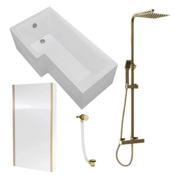 Brushed Brass Shower/Bath Set Includes Shower, Waste & Screen
