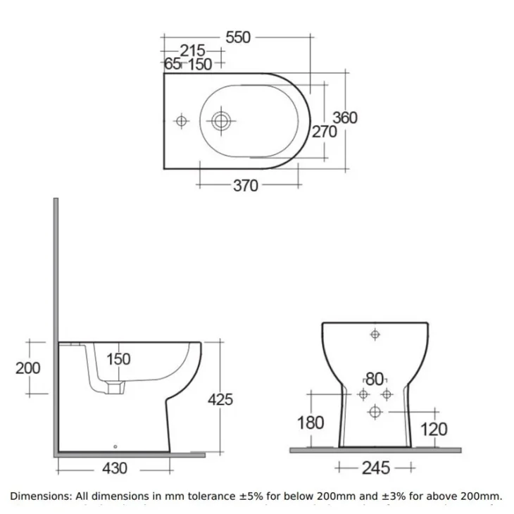 Rak-Tonique Back To Wall White Bidet - Image 2