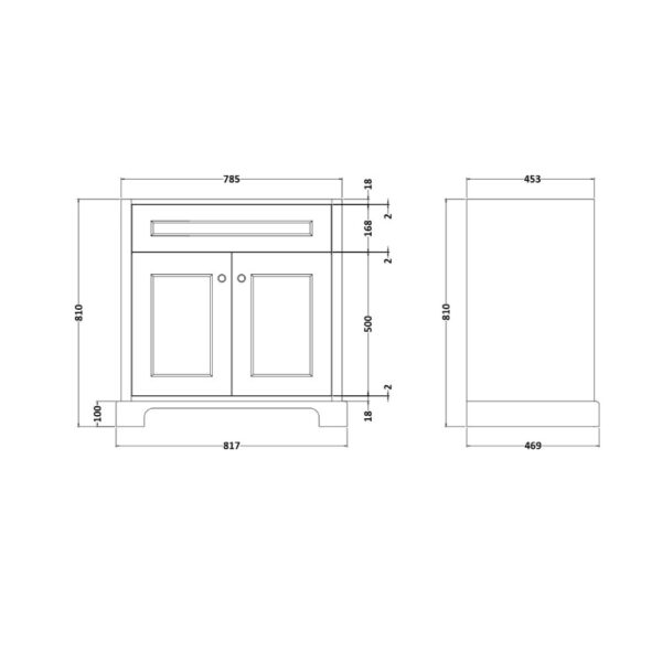 Washington 800mm Traditional Vanity Unit & Basin - Black - Image 3