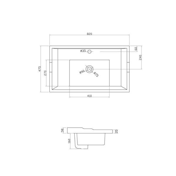 Washington 800mm Traditional Vanity Unit & Basin - Black - Image 4