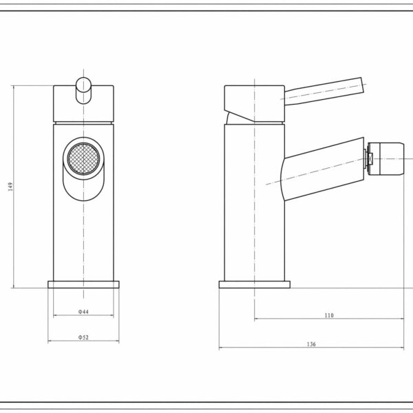 Kartell KVIT Plan Mono Bidet Mixer Chrome Tap - Image 2