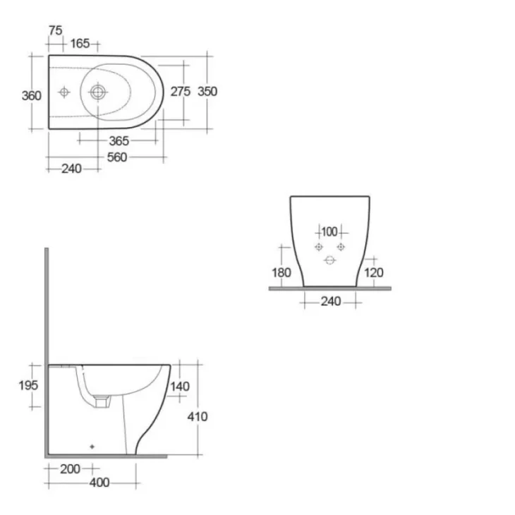 Rak-Moon Back To Wall Bidet Curved Design - Image 2