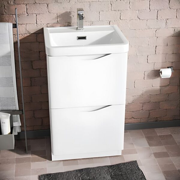 Sognare Biella 500mm Floor Standing Vanity Unit – Gloss White - Image 2
