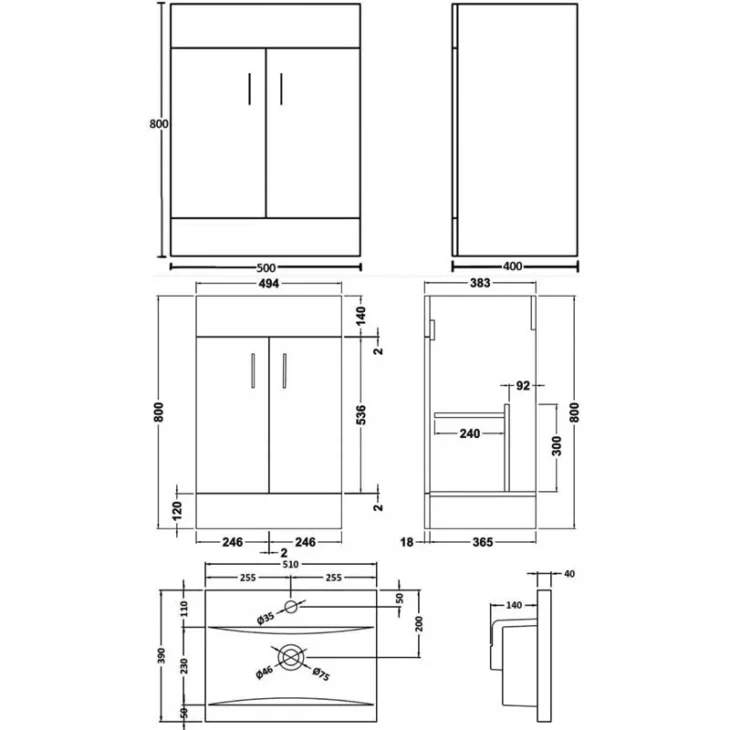 Full Bathroom Suite Package With Toilet & Basin - Matt Black - Image 12