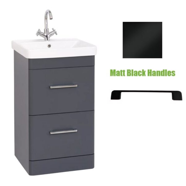 Kartell Kvit Options 24 Cool Grey Bathroom Drawer Unit With Basin 500mm - Matt Black