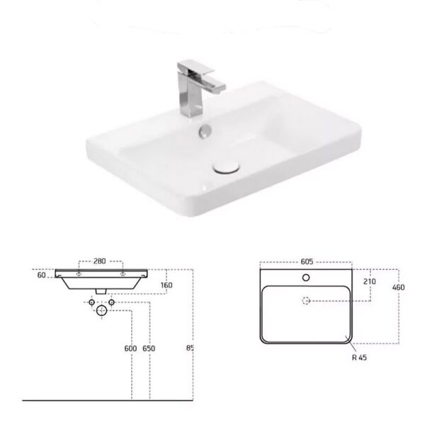 Kartell Kvit Options 24 Cool Grey Bathroom Door Unit With Basin 600mm - Image 3