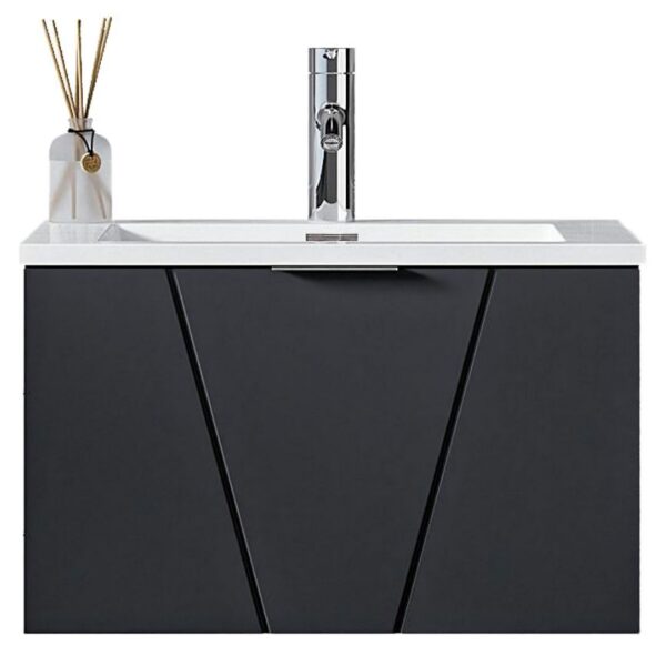 Giavani Azzurra 600mm Matt Anthracite Wall Hung Basin Unit