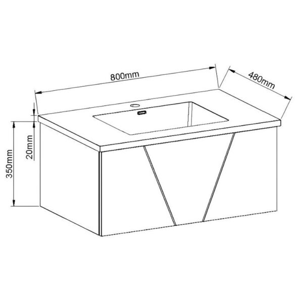 Giavani Azzurra 800mm Mid Grey Wall Hung Basin Unit - Image 3