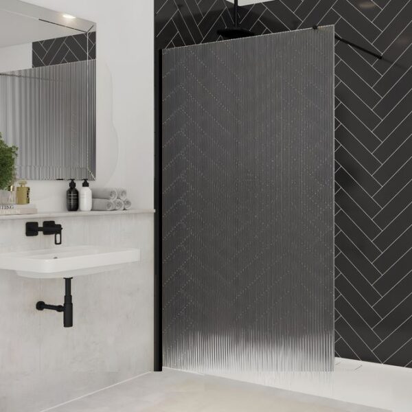 Merlyn Fluted Wetroom Panel 700mm - Available in 4 Colours - Matt Black