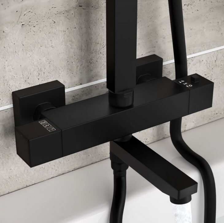 Giavani Black Drench Shower With Bath Filler - Image 4