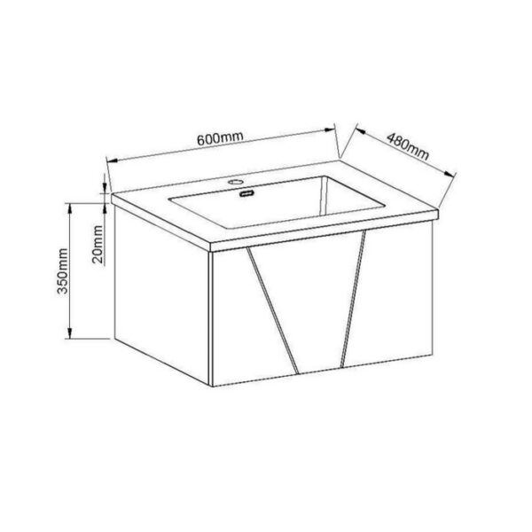 Giavani Azzurra 600mm Matt Anthracite Wall Hung Basin Unit - Image 2