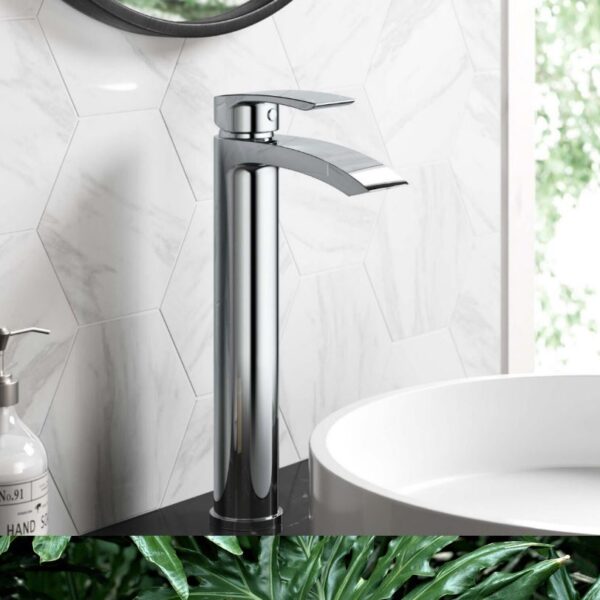 Chrome Tall High-Rise Single Lever Basin Tap - Image 2