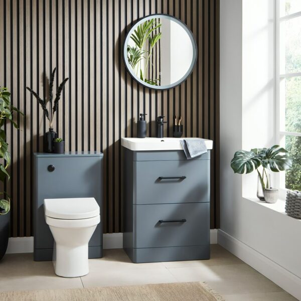 Kartell Kvit Options 24 Cool Grey Bathroom Drawer Unit With Basin 600mm - Image 3