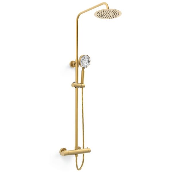 Kvit Ottone Brushed Brass Exposed Bar Shower With Overhead Drencher