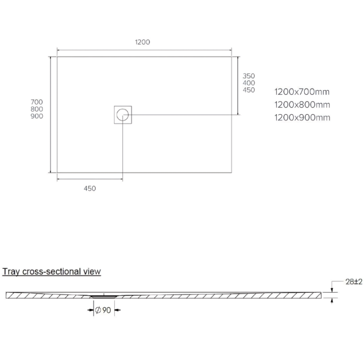 Kartell Naturals Stone Effect Rectangle Shower Tray - 1200mm - Image 2