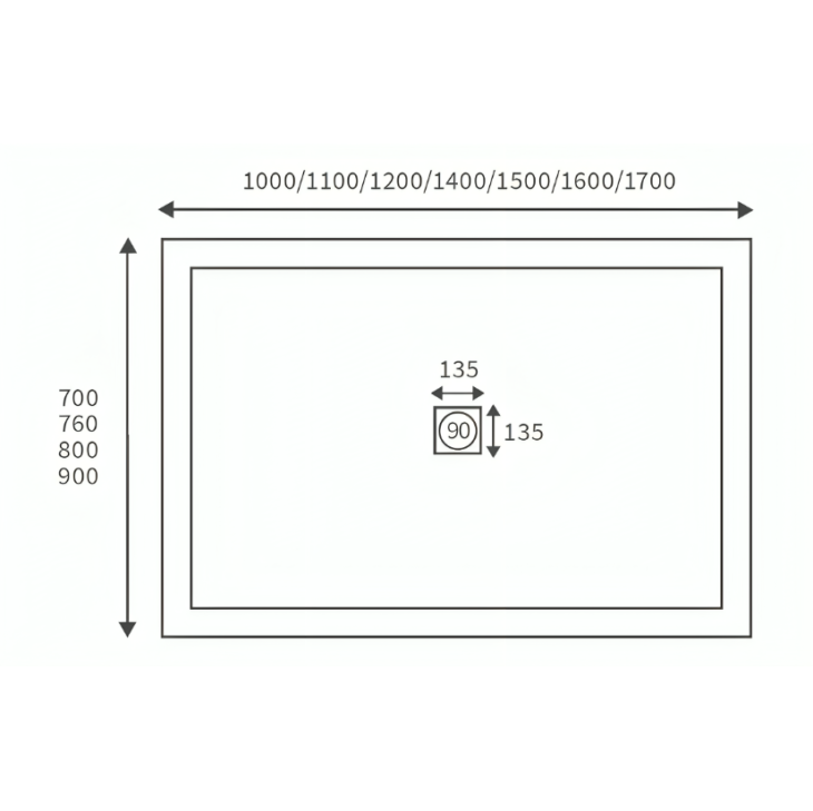 AquaVolere 25mm Shower Tray & Waste 1700mm x Various Widths - Image 2