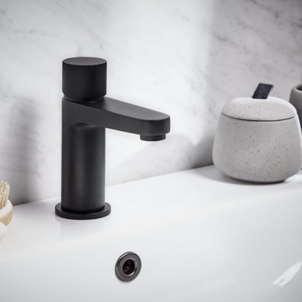 Fluted Koko Mini Basin Mixer Tap - Matt Black - Image 2