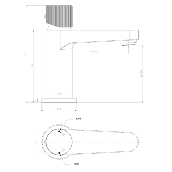 Fluted Koko Mini Basin Mixer Tap - Matt Black - Image 4