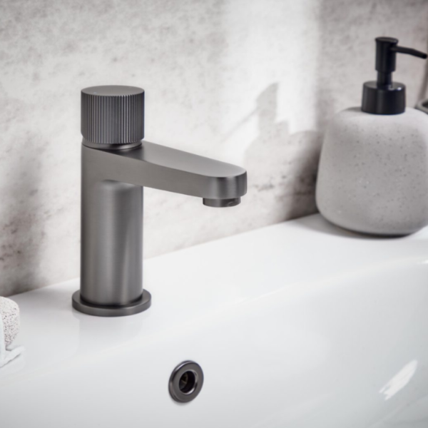 Fluted Koko Mini Basin Mixer Tap - Gunmetal - Image 2