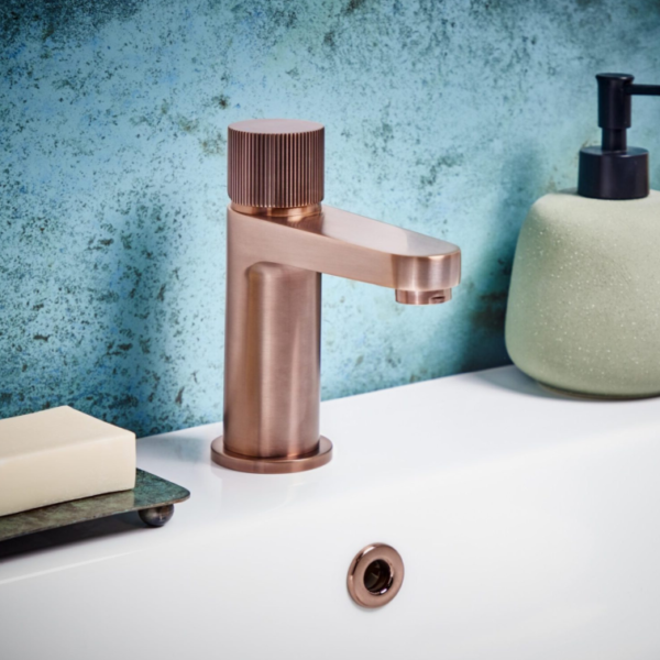 Fluted Koko Mini Basin Mixer Tap - Brushed Bronze - Image 2