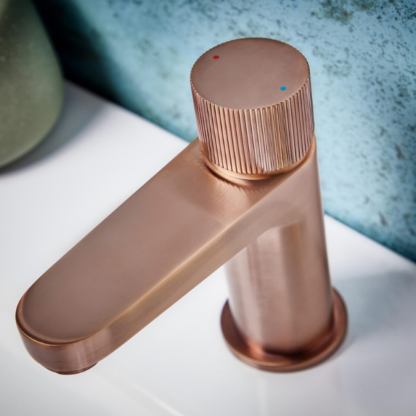 Fluted Koko Mini Basin Mixer Tap - Brushed Bronze - Image 3