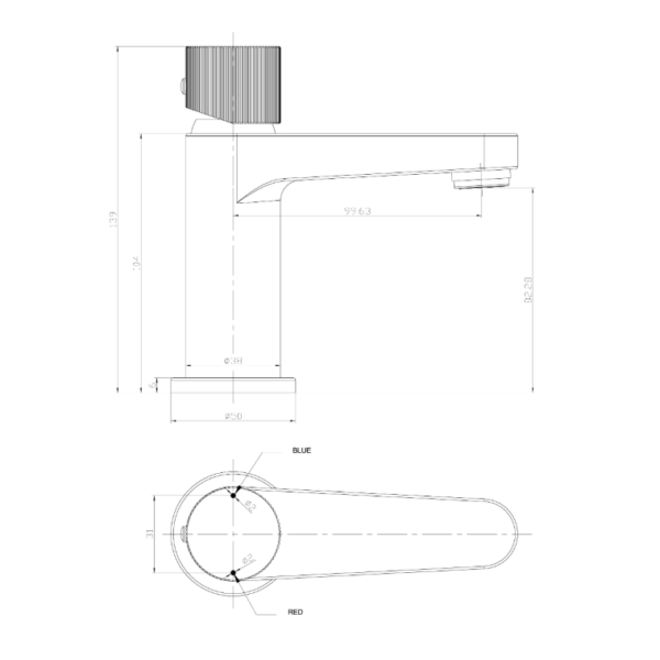 Fluted Koko Mini Basin Mixer Tap - Brushed Bronze - Image 4