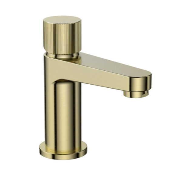 Fluted Koko Mini Basin Mixer Tap - Brushed Brass