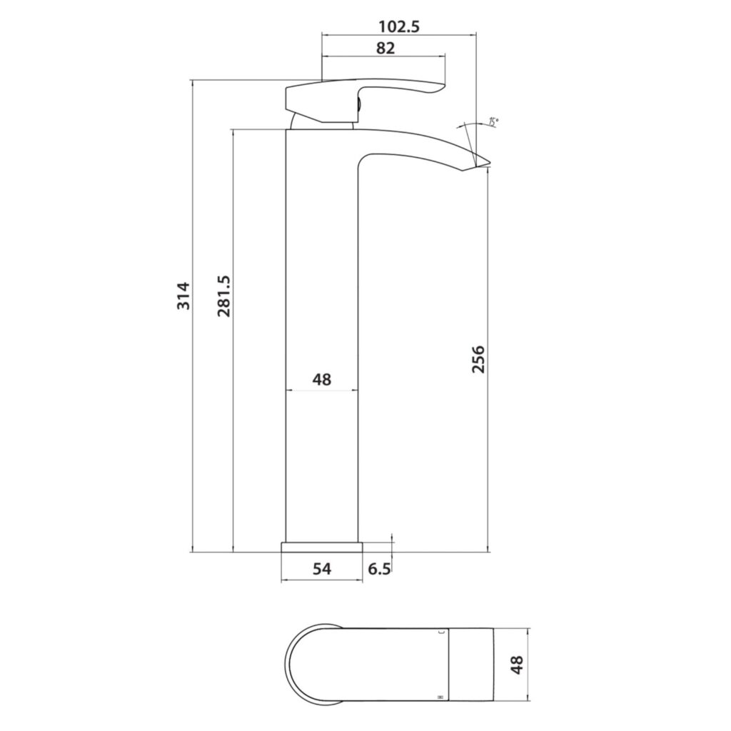 Chrome Tall High-Rise Single Lever Basin Tap - Image 3