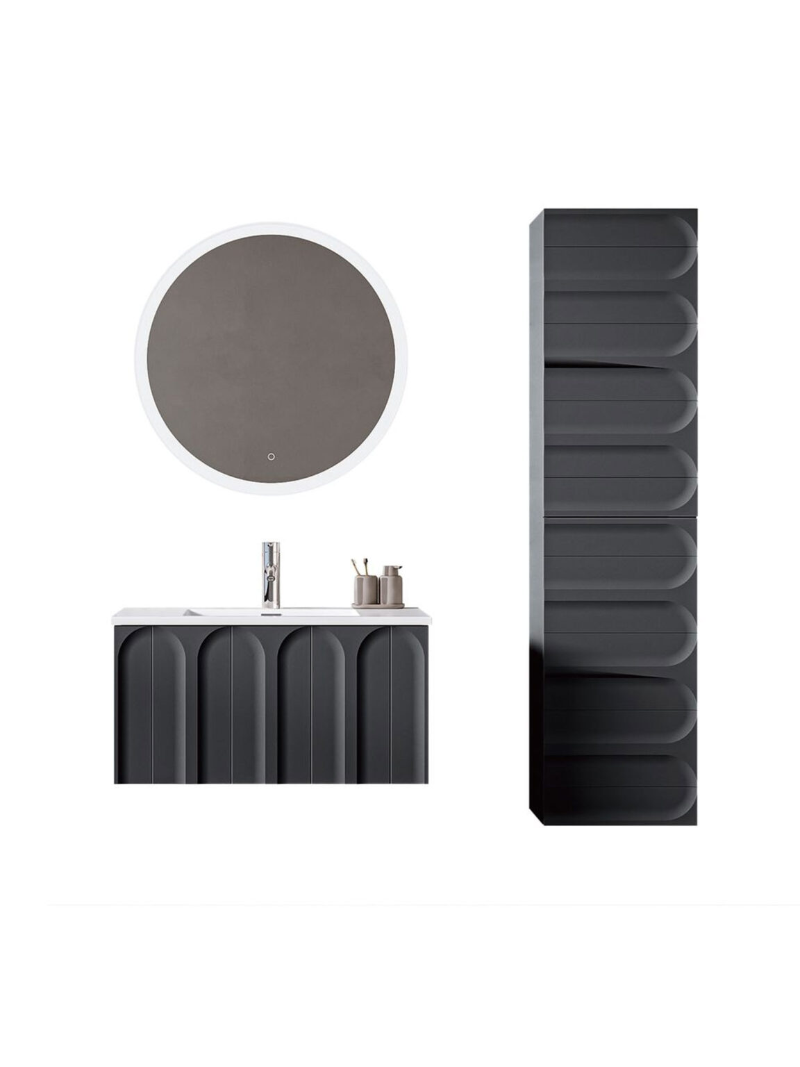 Giavani Serena Matt Black Wall Hung Basin Unit 800mm - Image 3