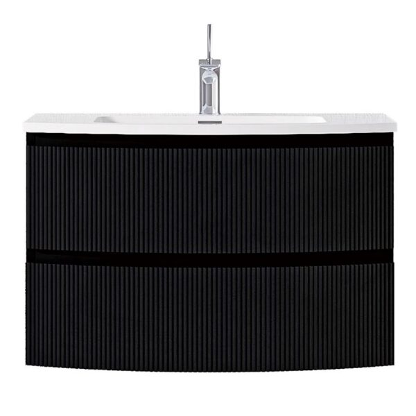 Giavani Valentina Fluted 800mm Matt Black Wall Hung Basin Unit