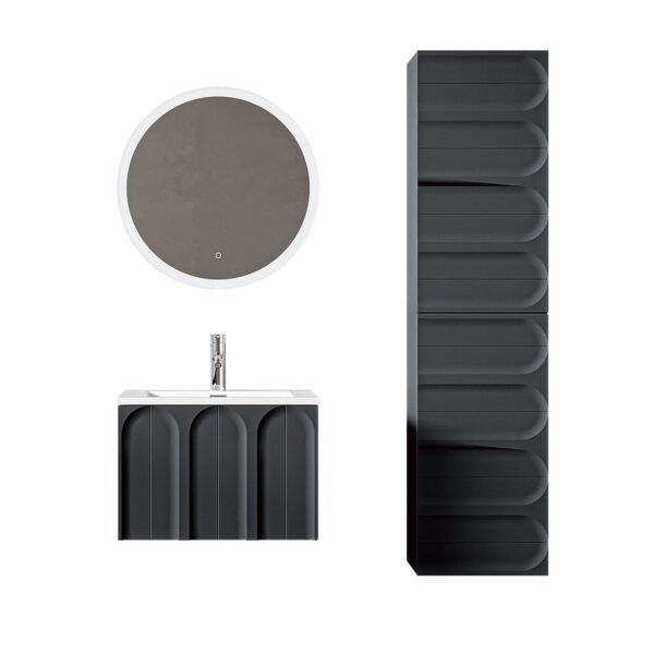 Giavani Serena Matt Black Wall Hung Basin Unit 600mm - Image 3
