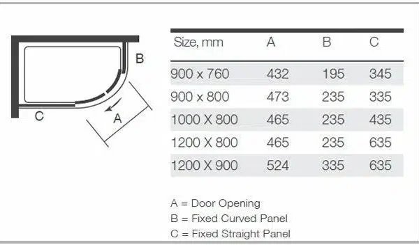 Merlyn Mbox Offset Quadrant Enclosure 900 x 800mm - Chrome - Image 2