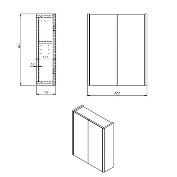 Kartell Kvit Options 24 White Bathroom Mirror Cabinet 600mm - Image 3