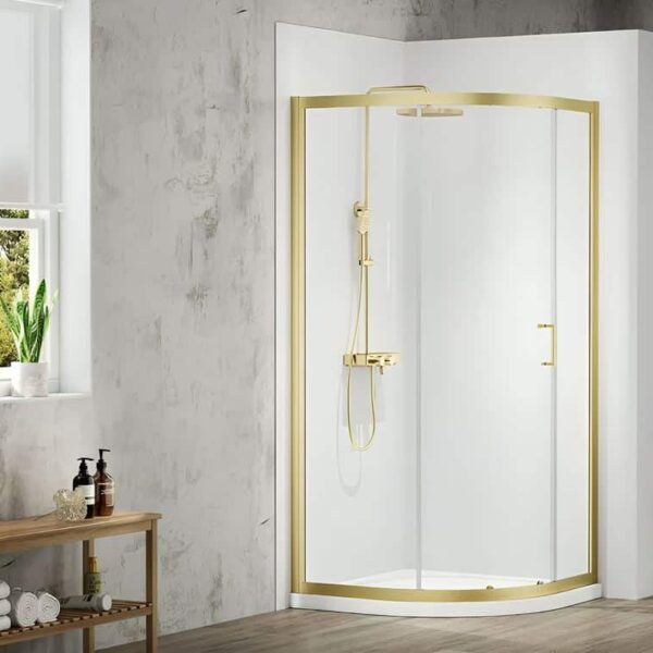 Merlyn Offset Quadrant Enclosure 1200 x 900mm – Available In 3 Colours - Brushed Brass