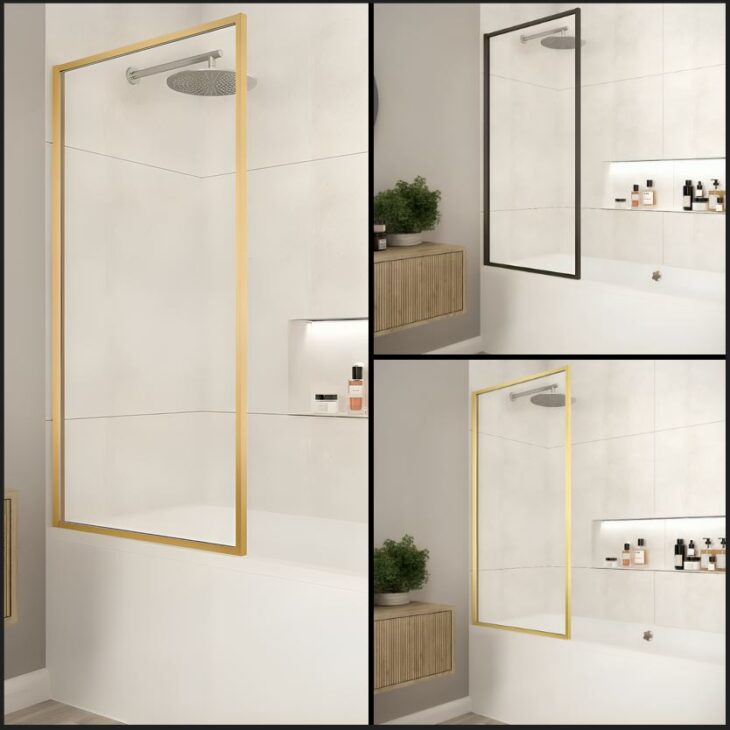 Merlyn Fixed Framed Bath Screen 800 x 1500 - Available In 3 Colours