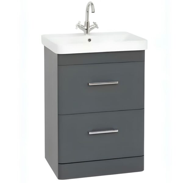 Kartell Kvit Options 24 Cool Grey Bathroom Drawer Unit With Basin 600mm