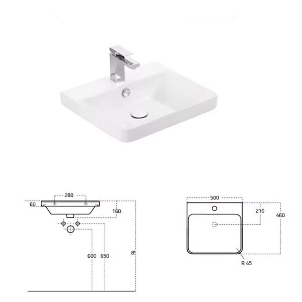 Kartell Kvit Options 24 Cool Grey Bathroom Drawer Unit With Basin 500mm - Image 4