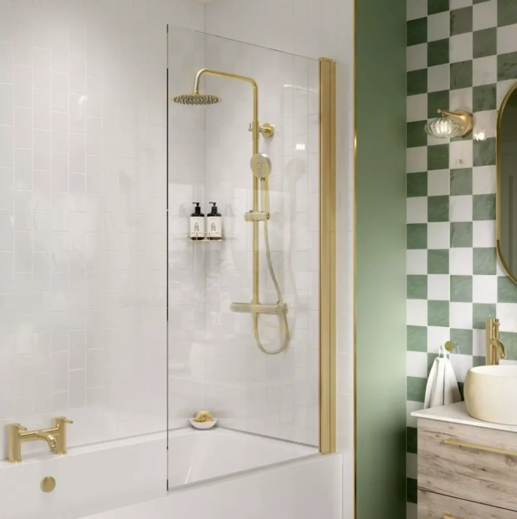 Brushed Brass Screen & Square Bath Set Bathroom - Image 5
