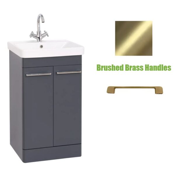 Kartell Kvit Options 24 Cool Grey Bathroom Door Unit With Basin 600mm - Brushed Brass