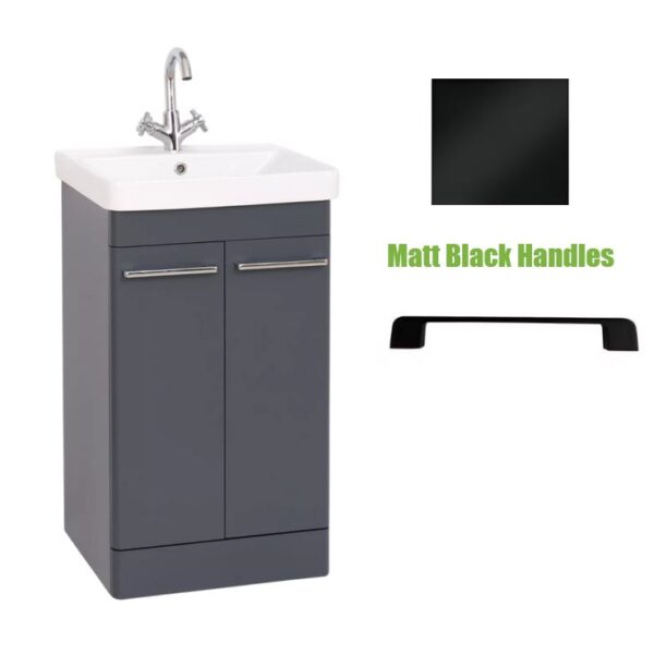 Kartell Kvit Options 24 Cool Grey Bathroom Door Unit With Basin 500mm - Matt Black