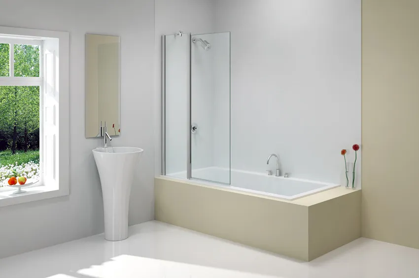 Merlyn 2 Panel Folding Square Chrome Bath Screen 900 x 1500mm